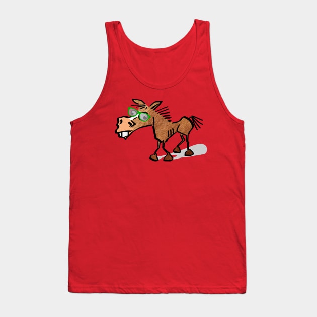 Funny cute horse glasses Tank Top by Kingluigi